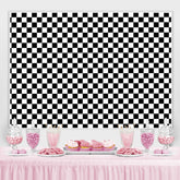 Lofaris Simple Black White Plaid Birthday Backdrop for Party